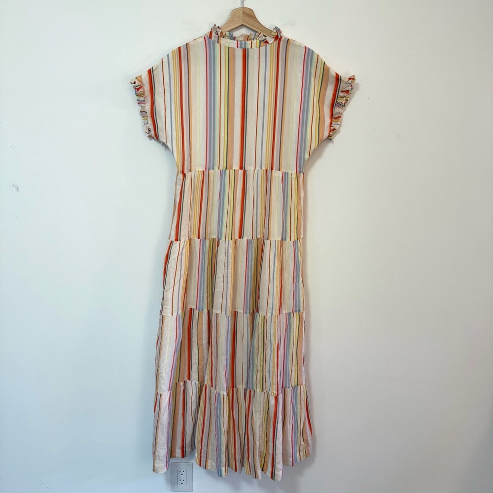 Marie Oliver Farah Tier Maxi Dress Multi Stripe Rainbow Women’s Size Medium - Picture 4 of 5